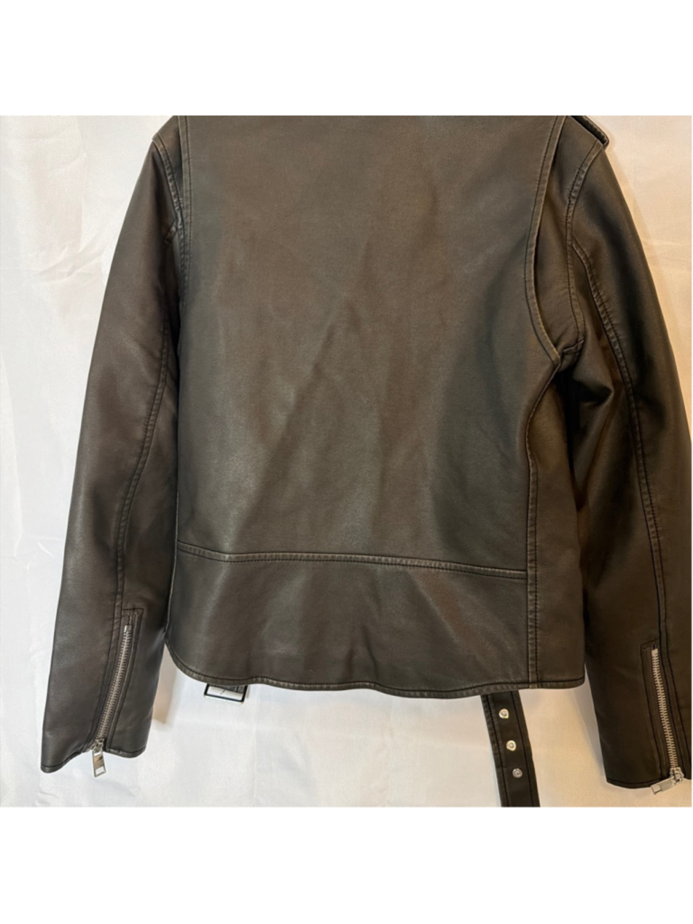 Women's Industry Republic Black Faux Leather Moto Jacket Size M Motorcycle NWT - Picture 5 of 7